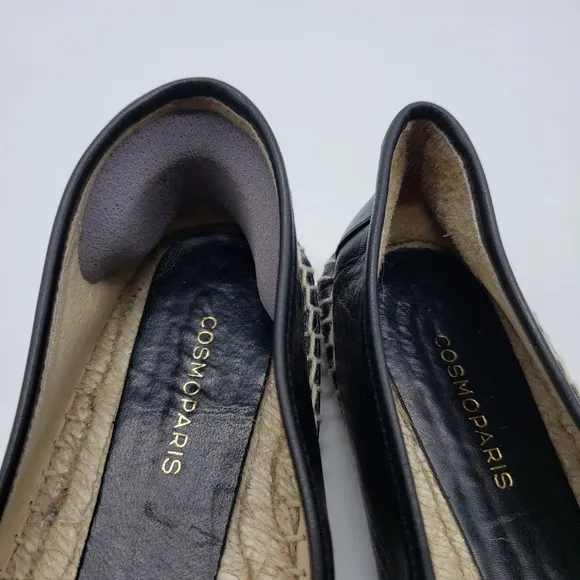 CosmoParis black leather gold studded espadrille shoes Women EU 38 Made in Spain