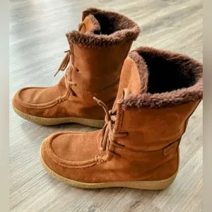 Cougar Cricket Brown Suede Boots Lace-Up Lined Winter Boots Women's 8M