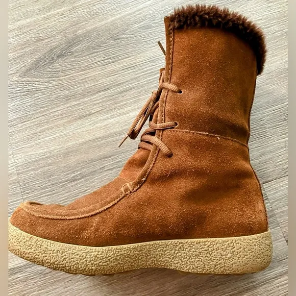 Cougar Cricket Brown Suede Boots Lace-Up Lined Winter Boots Women's 8M