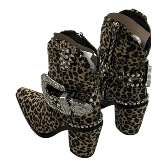 Cowboy boots Sheriff Leopard with rhinestones  NEW w/box condition