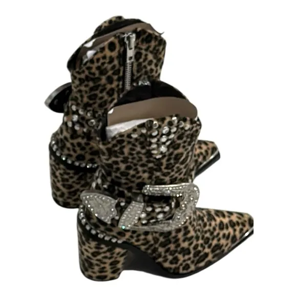Cowboy boots Sheriff Leopard with rhinestones  NEW w/box condition