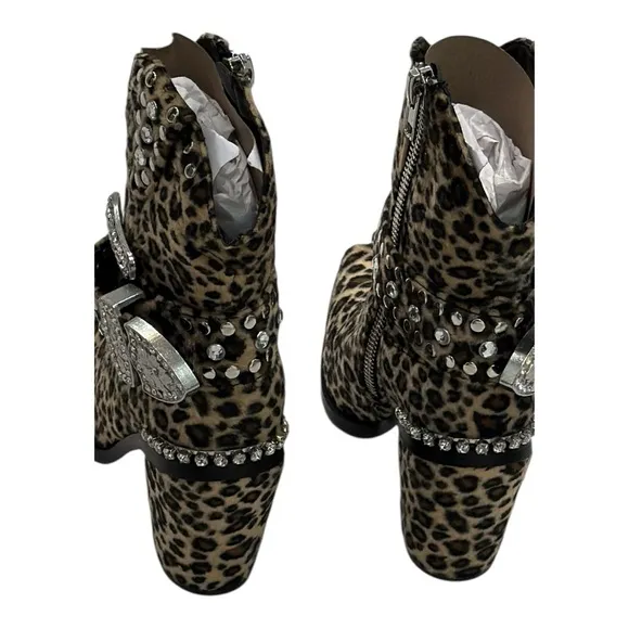 Cowboy boots Sheriff Leopard with rhinestones  NEW w/box condition