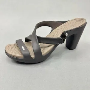 CROCS Cyprus IV Heel Brown Mushroom Brown Sandals Rubber Jelly Womens Size 9