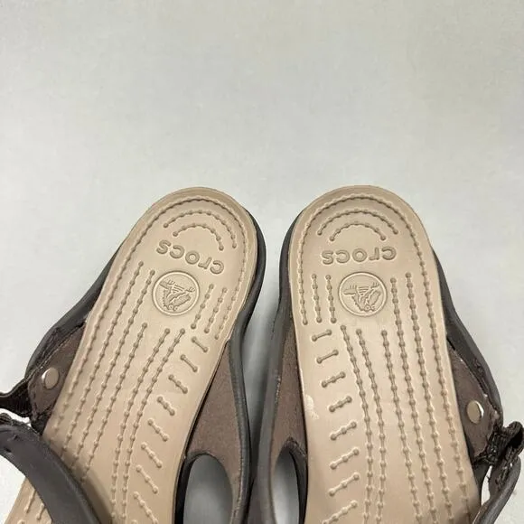 CROCS Cyprus IV Heel Brown Mushroom Brown Sandals Rubber Jelly Womens Size 9