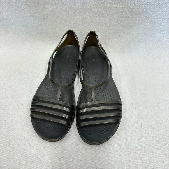Crocs Isabella Strappy Sandals in black women's size 8 rubber/jelly