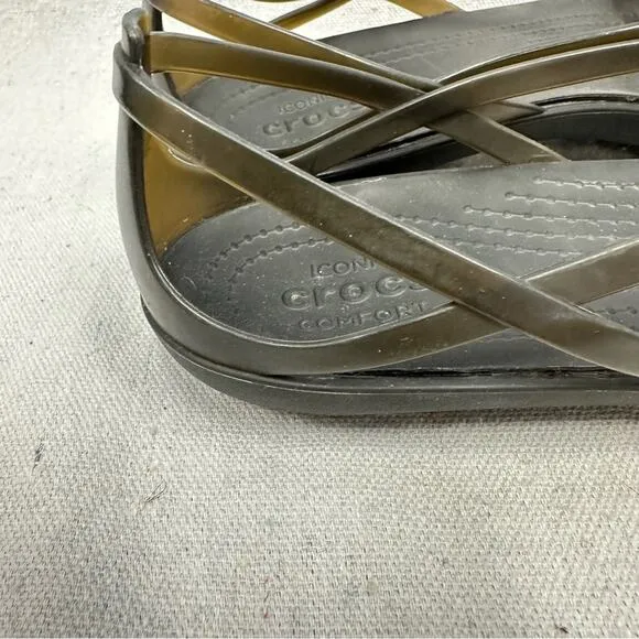 Crocs Isabella Strappy Sandals in black women's size 8 rubber/jelly