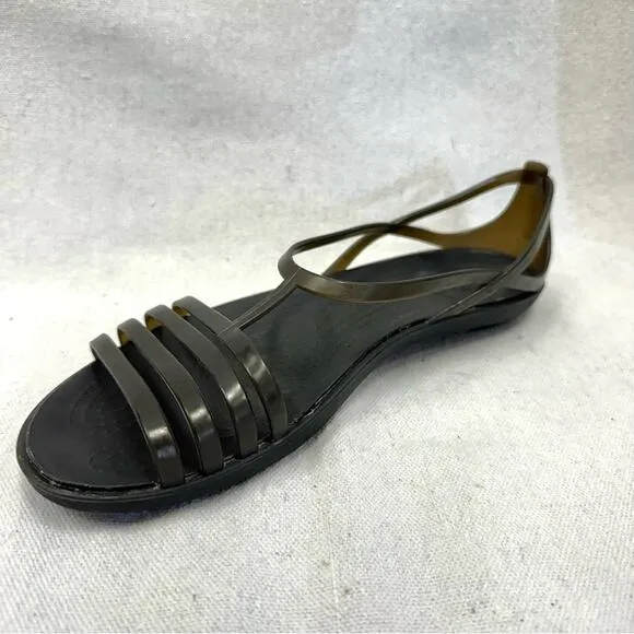 Crocs Isabella Strappy Sandals in black women's size 8 rubber/jelly