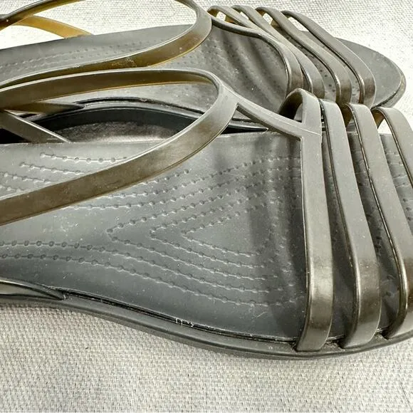 Crocs Isabella Strappy Sandals in black women's size 8 rubber/jelly