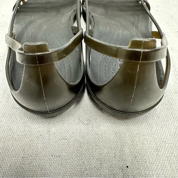 Crocs Isabella Strappy Sandals in black women's size 8 rubber/jelly