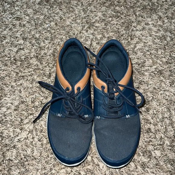 Crocs Navy Brown Leather Shoes Size 8