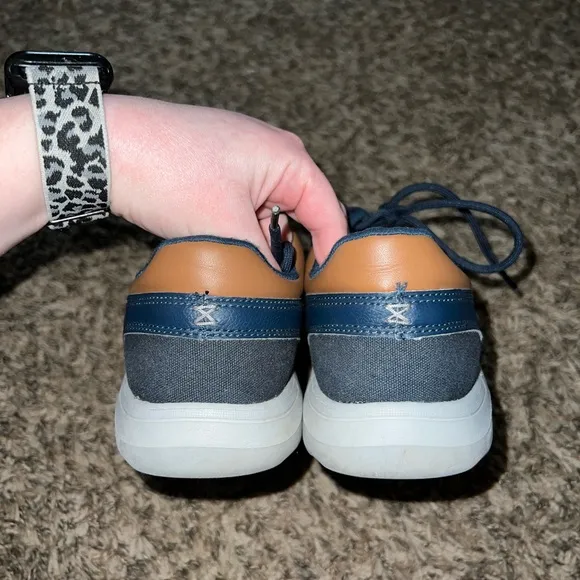 Crocs Navy Brown Leather Shoes Size 8