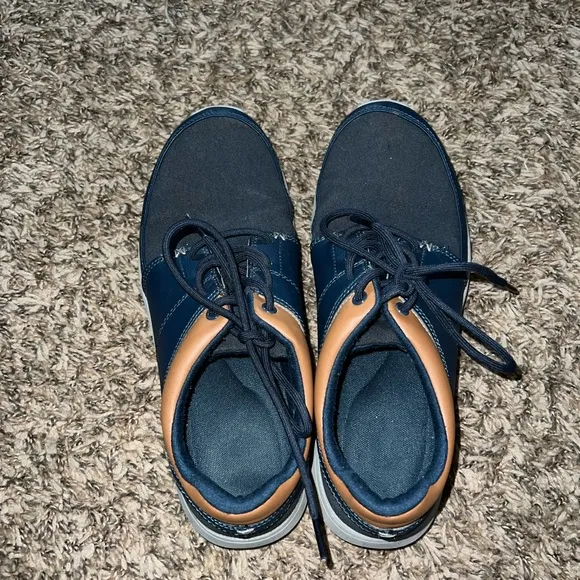 Crocs Navy Brown Leather Shoes Size 8