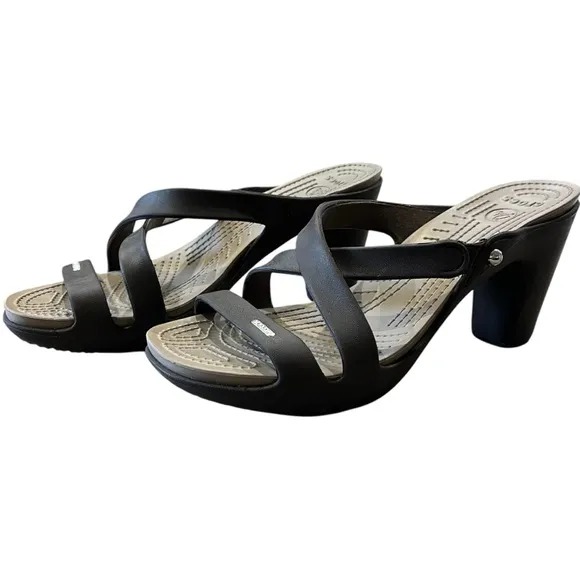 CROCS Women’s US 11 Mushroom Sandals Cyprus IV Heels Open Toe Comfort Brown