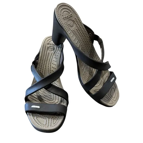 CROCS Women’s US 11 Mushroom Sandals Cyprus IV Heels Open Toe Comfort Brown
