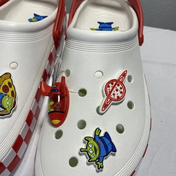 Crocs x Toy Story Pizza Planet Slip-On Shoes White/Red Men’s Size 13 –