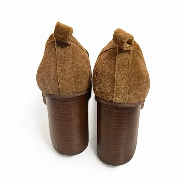 Crown Vintage Heeled Suede Leather Loafer Heeled Booties Women’s Brown 7.5 M