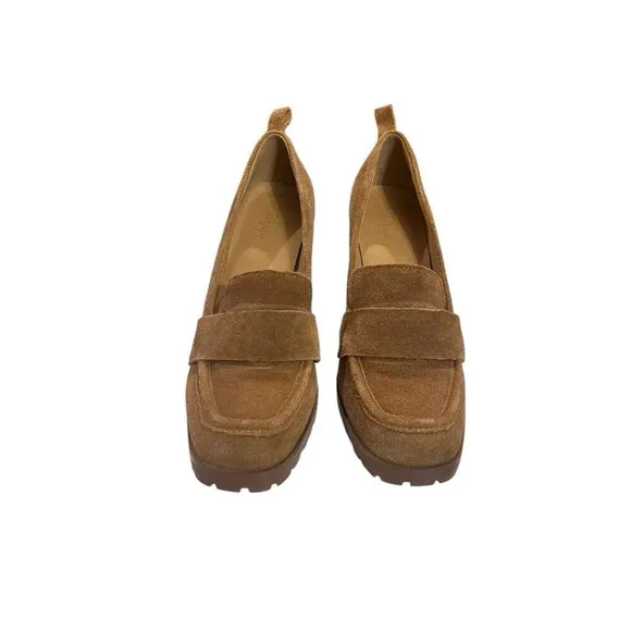 Crown Vintage Heeled Suede Leather Loafer Heeled Booties Women’s Brown 7.5 M