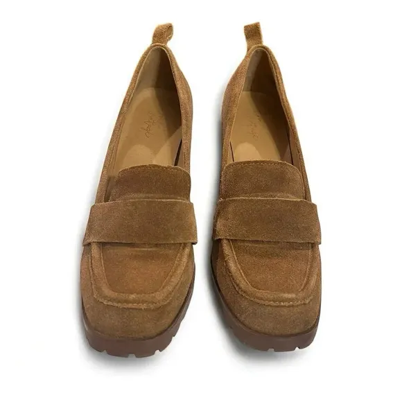 Crown Vintage Heeled Suede Leather Loafer Heeled Booties Women’s Brown 7.5 M