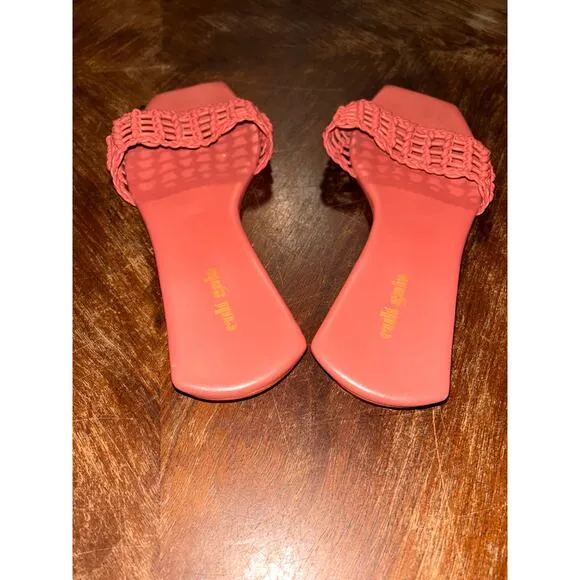 Cult Gaia Maya Woven Leather Open Toe Rubber Sole Sandals Sides Mules 9.5