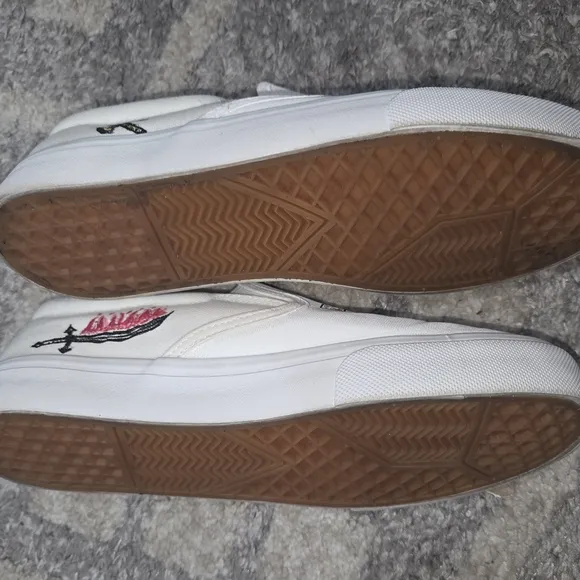 Custom Made STRANGER THINGS White Slip-On Shoes with Graphic Design