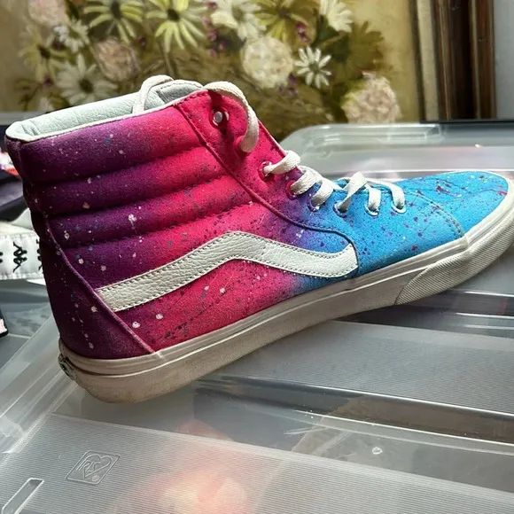 Customized Cotton Candy Splatter Van hightops