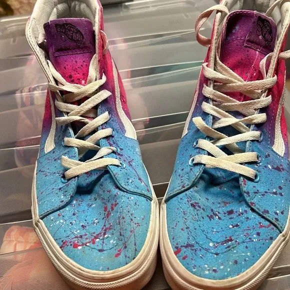 Customized Cotton Candy Splatter Van hightops