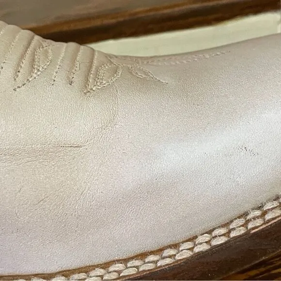 Dan Post Women’s Sugar White Square Toe Leather Cowgirl Boots 5864 Cream Blue