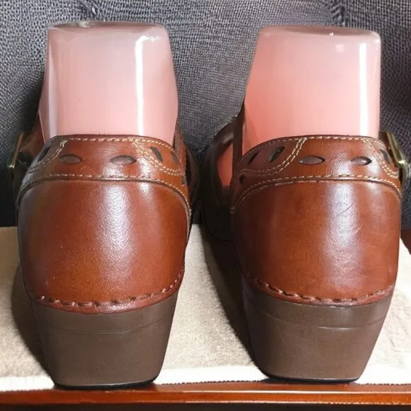 DANSKO &quot;STEFANIE&quot; 7.5 Womens Brown Leather MaryJane' Mules/Clogs
