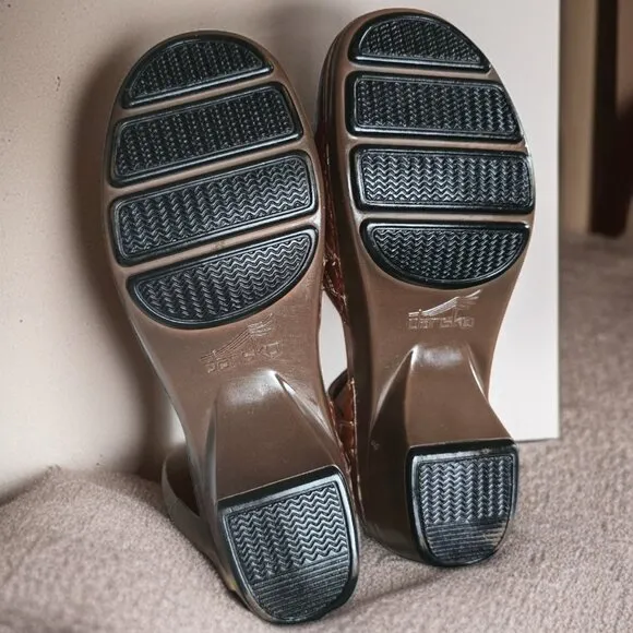 DANSKO &quot;STEFANIE&quot; 7.5 Womens Brown Leather MaryJane' Mules/Clogs