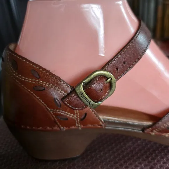 DANSKO &quot;STEFANIE&quot; 7.5 Womens Brown Leather MaryJane' Mules/Clogs
