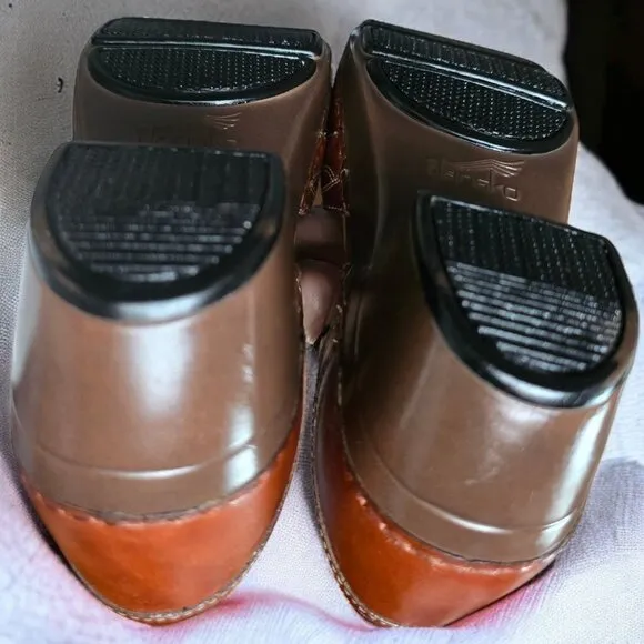 DANSKO &quot;STEFANIE&quot; 7.5 Womens Brown Leather MaryJane' Mules/Clogs