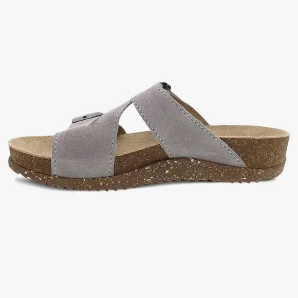 Dansko Dayna: Stone Suede Sandals