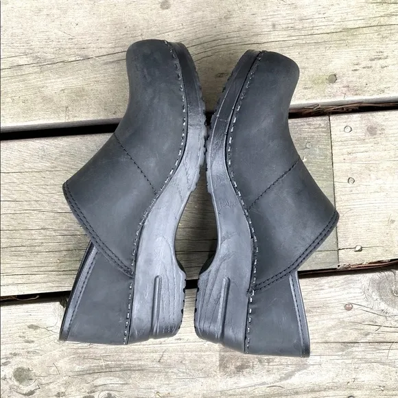 DANSKO Shoes Clogs PROFESSIONAL Non-Slip Black Leather Velcro Elastic Size 37