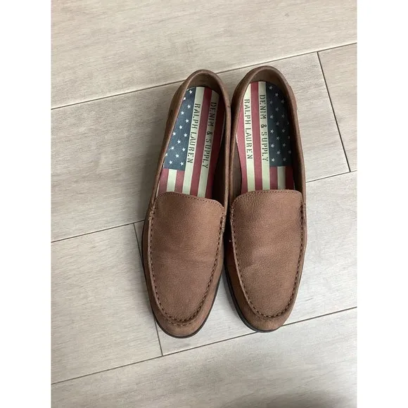 Denim &amp; Supply Ralph Lauren Sandi Brown Leather Loafer Men Slip On Shoes 13 D