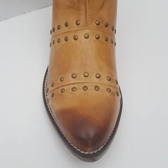 Diba True good sign luggage leather studded leather ankle bootie size 7