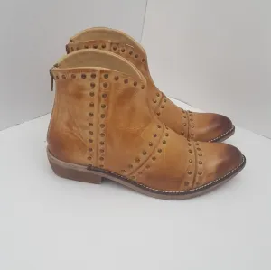 Diba True good sign luggage leather studded leather ankle bootie size 7