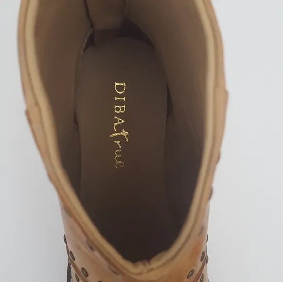Diba True good sign luggage leather studded leather ankle bootie size 7