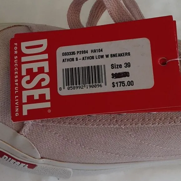 DIESEL Athos 8 Low Women's Sneakers, Pink, Euro size 39, US 8.5 NWT