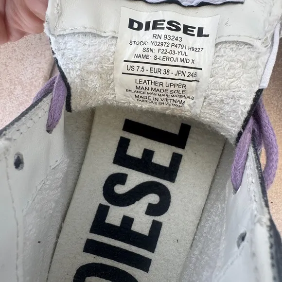 Diesel Women's Gray and Purple High-Top Sneakers