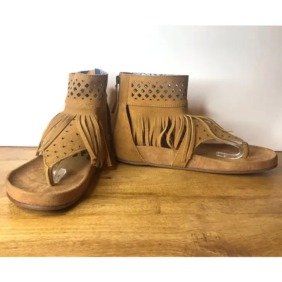 Dingo Heat Wave Camel Leather Mocassin Sandals Womens  8.5