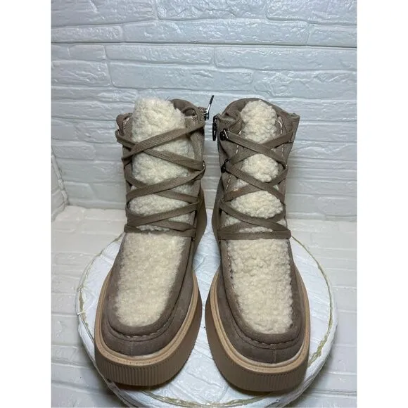 Dolce Vita | NEW Truffle Jasmin Sherpa Faux Suede Platform Ankle Boots Size 7.5