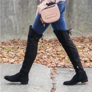 Dolce Vita Size 10 Ansley Black Faux Suede Over The Knee Boots