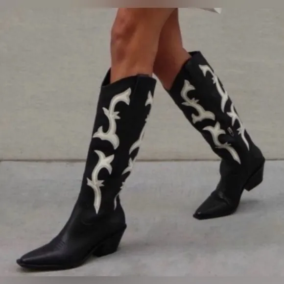 Dolce Vita Womens Black Cowboy, Western Boots Shoes Sz 8