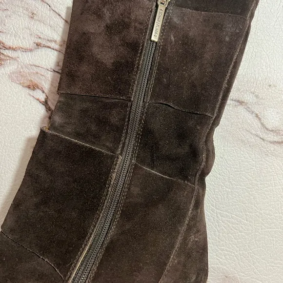 DONALD J. PLINER  Dorria  Boots Size 6 Dark  Brown Suede 4 Silver Buckles.