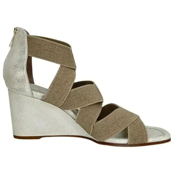 Donald Pliner Lelle Natural Linen Elastic Womens Wedge Sandals Size 11M