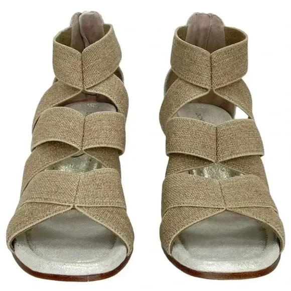 Donald Pliner Lelle Natural Linen Elastic Womens Wedge Sandals Size 11M
