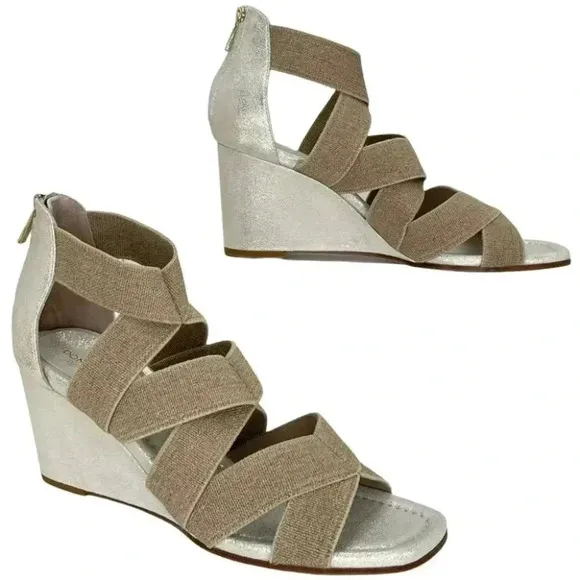 Donald Pliner Lelle Natural Linen Elastic Womens Wedge Sandals Size 11M