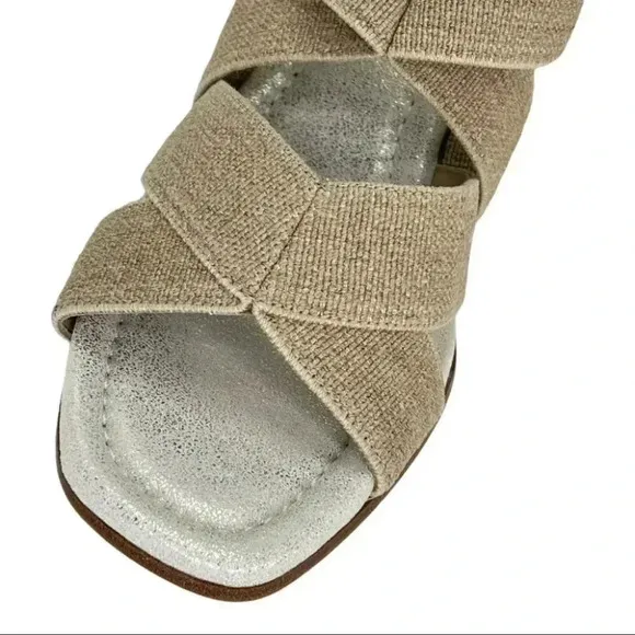 Donald Pliner Lelle Natural Linen Elastic Womens Wedge Sandals Size 11M
