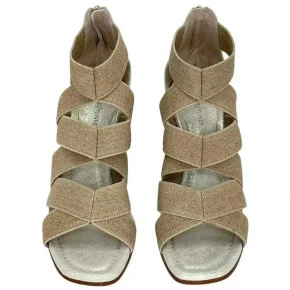 Donald Pliner Lelle Natural Linen Elastic Womens Wedge Sandals Size 11M