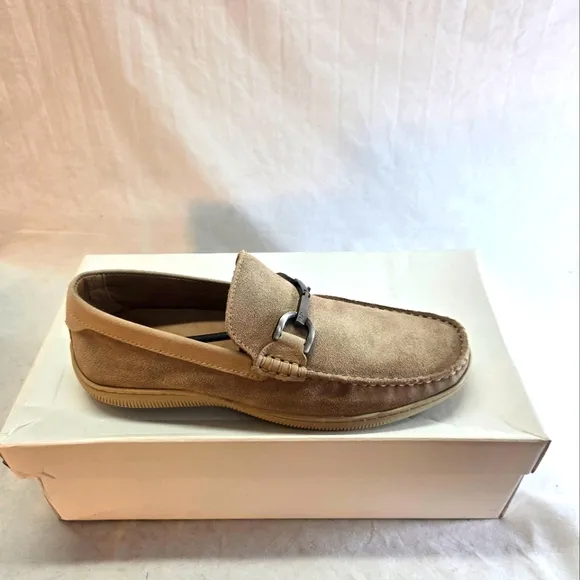 Donald Pliner London Bit Men's Size 7.5 Beige Suede Loafer Shoes New